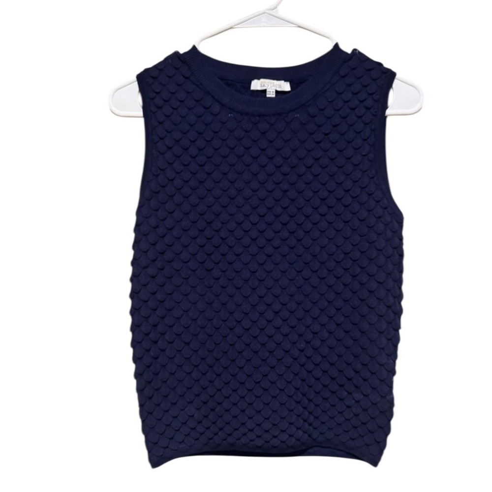 Navy Textured Sleeveless Top